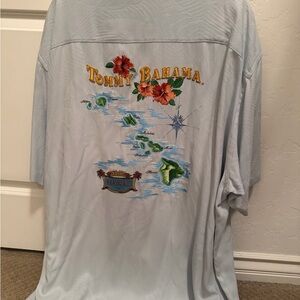 Tommy Bahama light blue button down men’s camp shirt